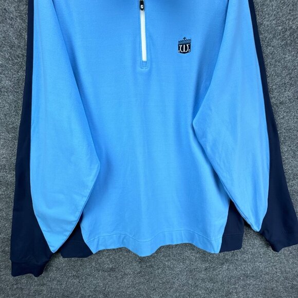 FJ Footjoy Jacket Mens Large Blue 1/4 Zip Pullover Golf Knit Stretch Long Sleeve - Picture 3 of 15